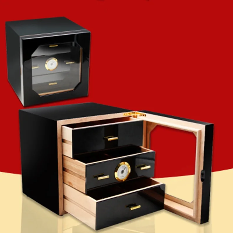 

Роскошный деревянный держатель для шкафа с 3 ящиками из кедра, деревянная коробка для хранения сигарет и сигарет