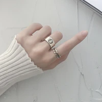 fmily minimalist 925 sterling silver chain ring retro fashion portrait hip hop punk personality jewelry for girlfriend gift