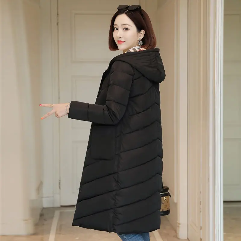

Winter Mid Length Padded Jacket Down Ccold Proof Long Section Womens Hooded Clothes Keep Warm Fashion Casual Streetwear 2020