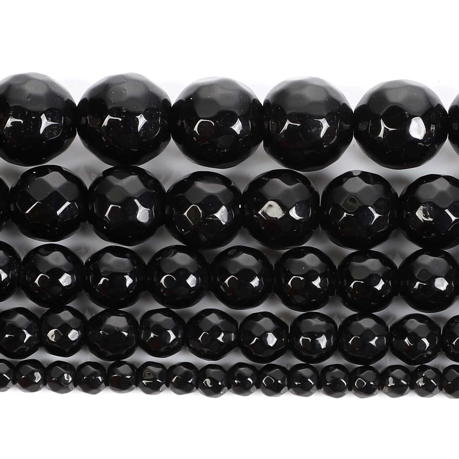 

4 6 8 10 12mm Round Faceted Black Agate Natural Stone Beads For Jewelry Making DIY Loose Spacer Beads Bracelet Necklace Handmade