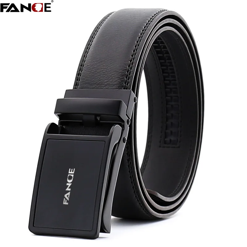 

FANGE men belt leather belt men automatic buckle high quality male Fashion jeans chain stretch solid luxury brand black FG3518