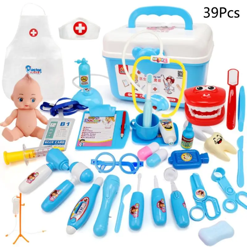 

1Set Simulated Doctor Costume Pretend Role Play Dentist Toys Carrying Case Dress-Up Game with Electronic for Kids