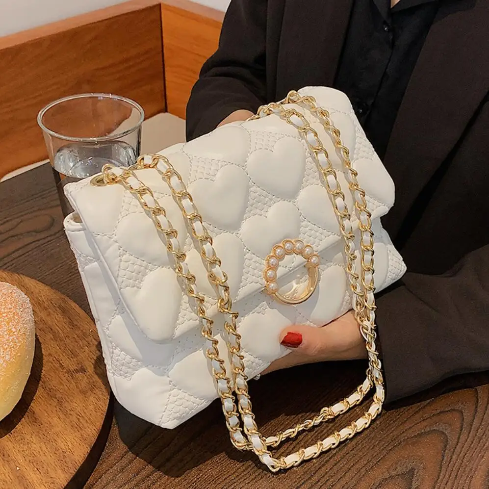 

Female Lattice Flap Crossbody Bags for Women Underarm Bag 2022 Winter Fashion Chain Shoulder Messenger Bags Party Clutch Purses