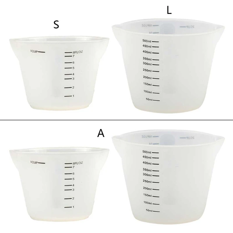 

500ml & 250ml Reusable Silicone Measuring Cups Epoxy Resin Mixing Casting Cups