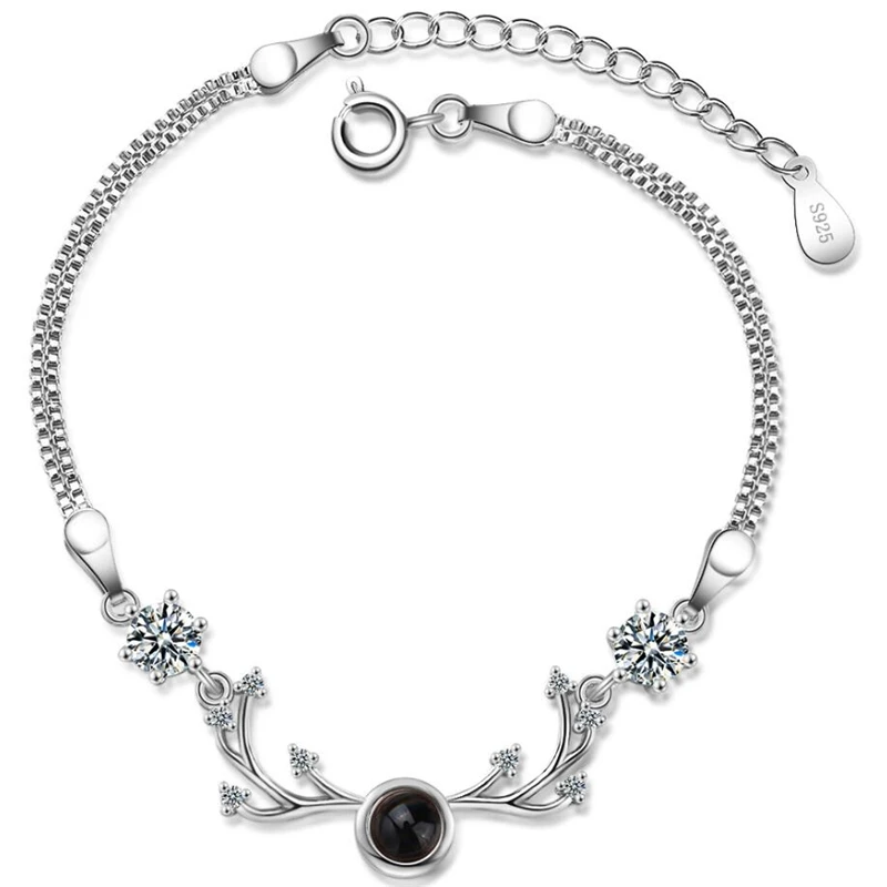 Популярные Проекционные видимые оленьи серебряные женские браслеты с