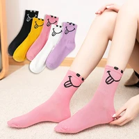 socks women japanese kawaii naughty expression stockings stereoscopic ears smiley cute fashion trend multicolor cotton socks
