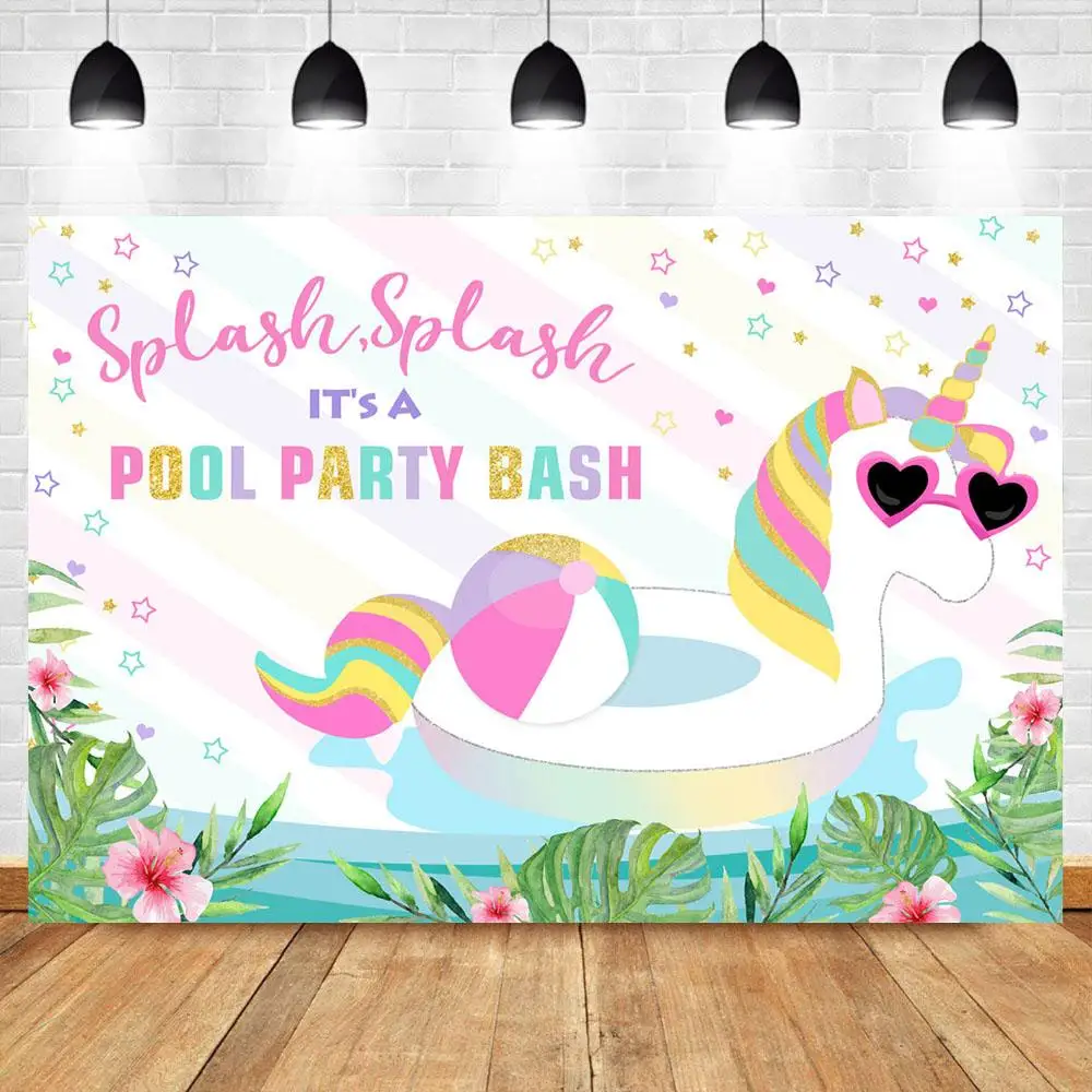 

Nitree It's A Pool Party Bash день рождения фон Радуга Единорог спасательный круг день рождения вечевечерние фотография фоны фото фон