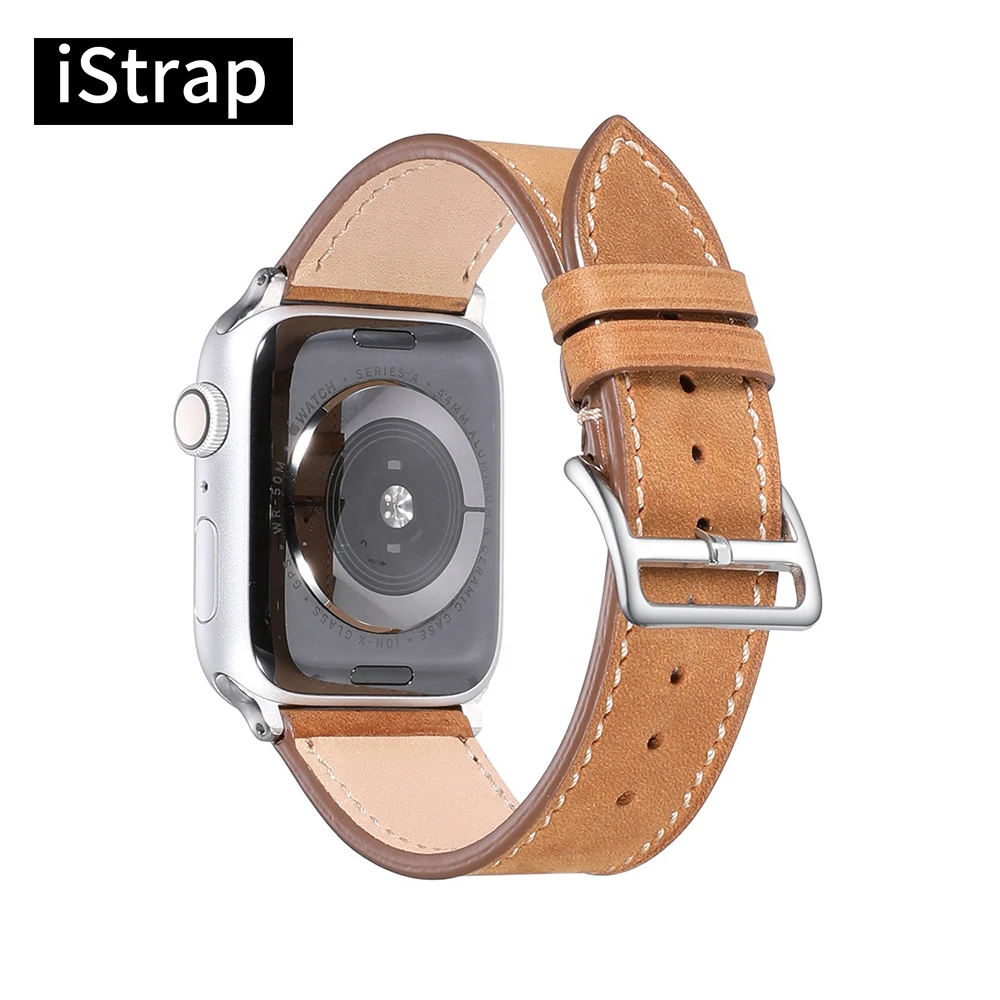 Ремешок iStrap для 44 мм 40 42 38 Apple Watch ремешок из натуральной кожи SE Band|Ремешки часов| |