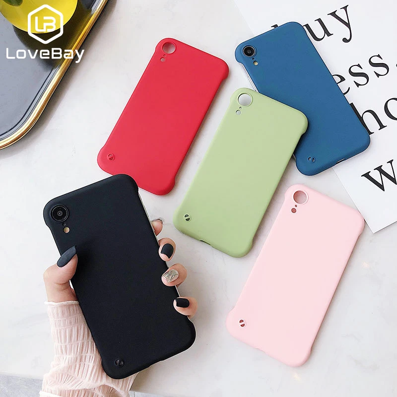 Lovebay Slim Scrub Borderless Phone Case For iphone 11Pro XR X XS Max 11 6 6S 7 8 Plus Solid color Hard PC Matte Cover Back Cace |