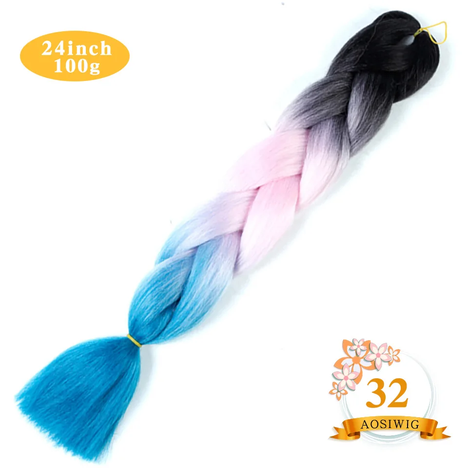 AOSIWIG 2" Ombre Jumbo синтетические плетеные волосы крючком 100 г/упак. афро оптом розовый синий фиолетовый синтетические волосы - Цвет: M#Красный