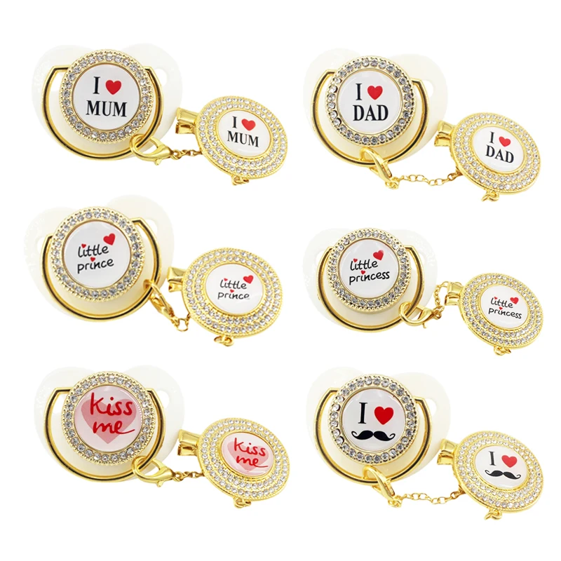 Bling соски пустышки с Детская пустышка на цепочке комплект одежды для