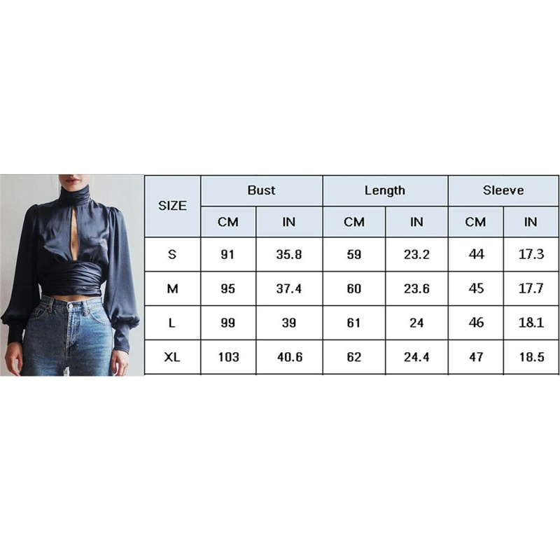 

Blouses Women Satin Fashion Solid Turtleneck Harajuku Blusas Shirt Hollow in the middle Elegant Office Lady Lantern Sleeve Tops