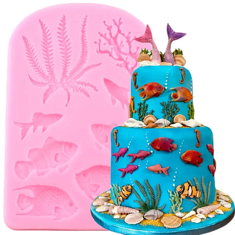 Рыб водоросли силиконовая форма для выпечки тортов DIY границы инструменты