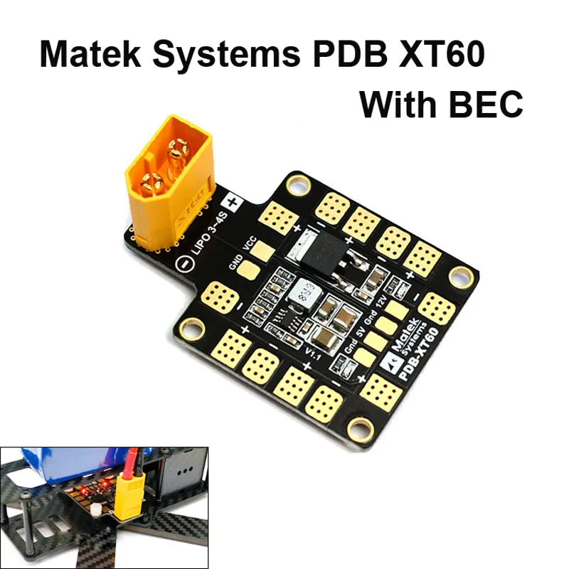 Matek Systems PDB XT60 W/ BEC 5V 12V 2oz Медь для RC Квадрокоптер вертолет с управлением от первого лица Muliticopter Дрон Мощность