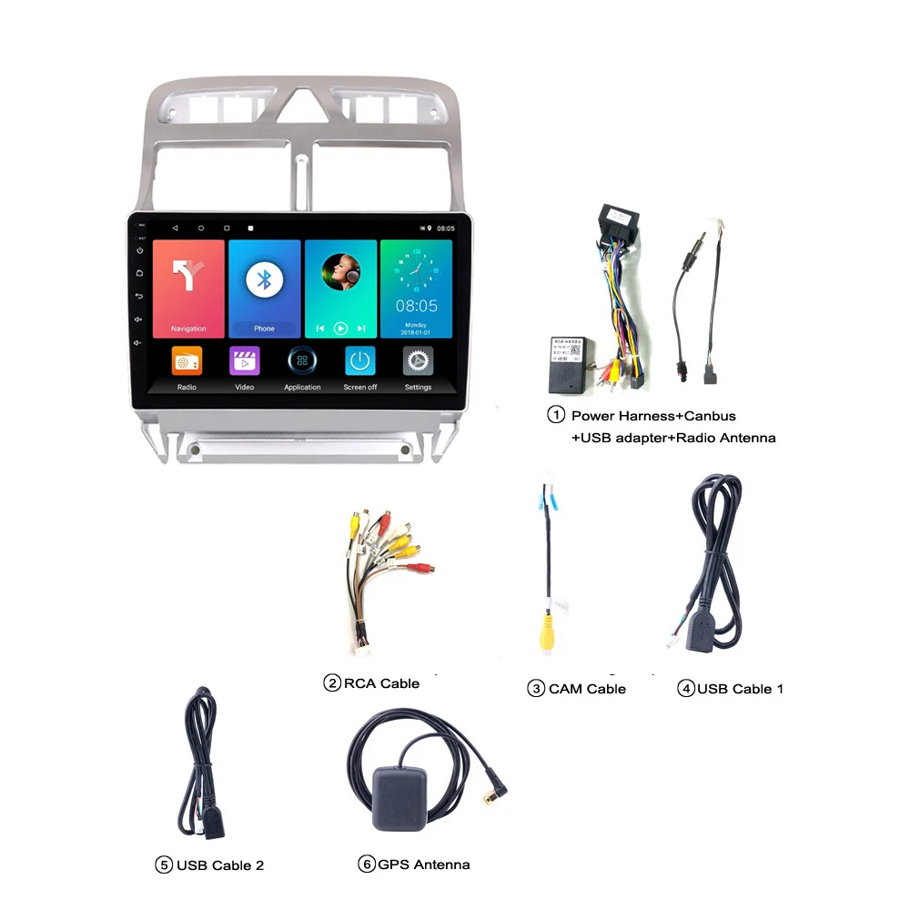 2 Din Android автомобильный мультимедийный плеер WIFI FM GPS Навигация стерео для Peugeot 307 307CC