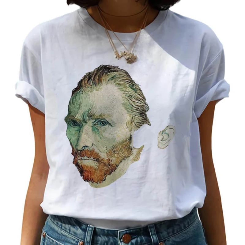 Van Gogh Рисование маслом Harajuku футболки женские Van Goghing Van Gone Забавные футболки 90s футболка с изображением модные футболки женские - Цвет: 8497