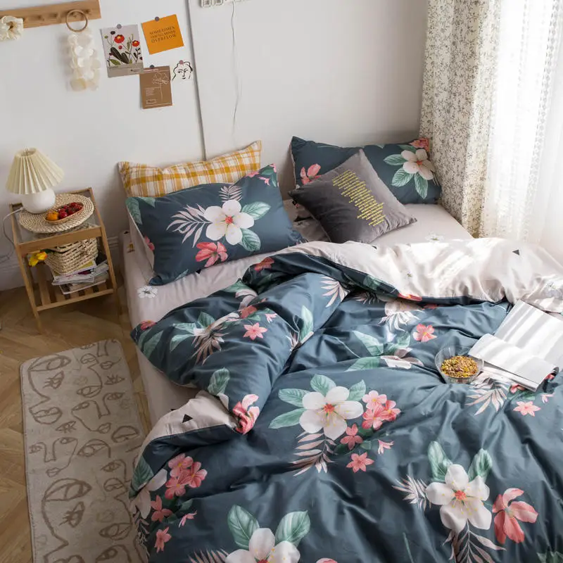 

Bonenjoy Bed Linen Sets 100%Cotton Little Flower Printed Pastoral Style Bed Set Queen Size dekbedovertrek Bedding Set Cotton