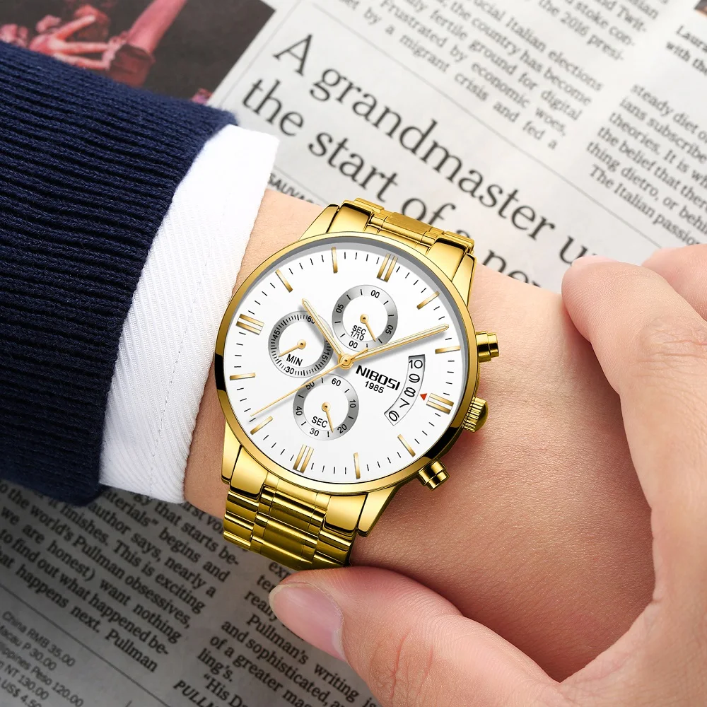 NIBOSI Relogio Masculino Luxury Men Watches Top Brand Men's Quartz Clock Waterproof Sports Chronograph Wristwatches Montre Homme