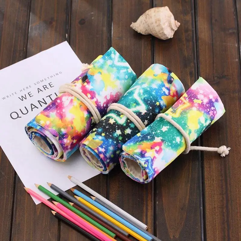 

48 Colored Pencils Wrap Travel Roll Up Case Organizer Watercolor Pencil Roll Up Canvas Great Organizer for Kids Adult Coloring B