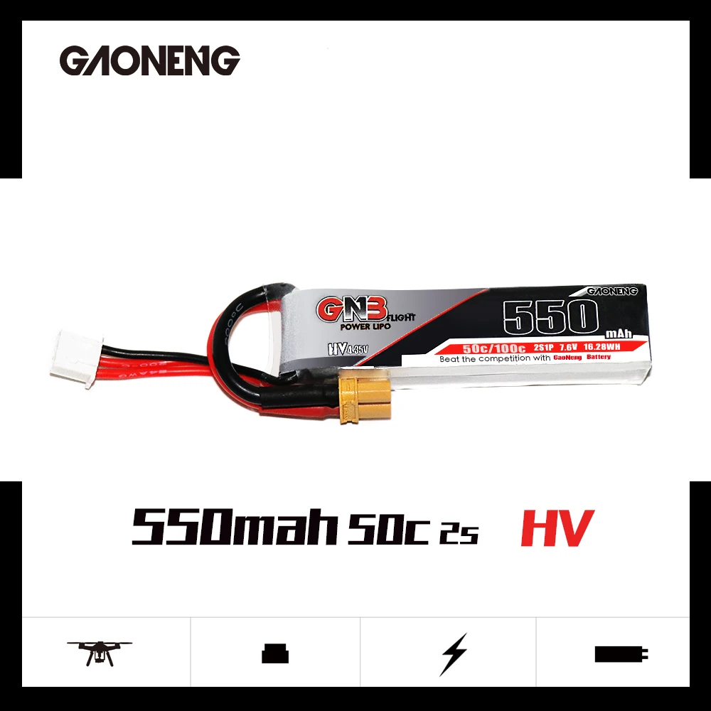 4 шт. Gaoneng GNB 550 мАч 2S 7 В 50C/100C HV Lipo батарея XT30 разъем для iFlight CineBee Betafpv Cine Whoop Beta FPV