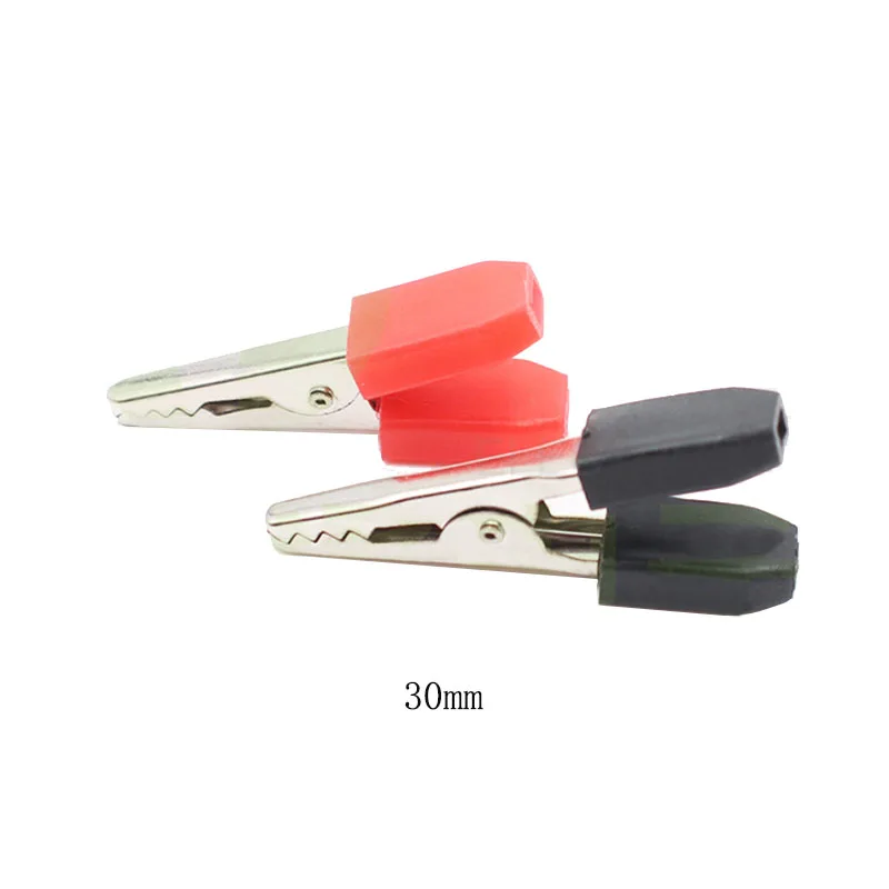 

100 pcs red black 30mm Metal Crocodile Clips PVC Iron Nickel plating 5A Alligator Clips Electrical Clamp for Testing Probe Meter