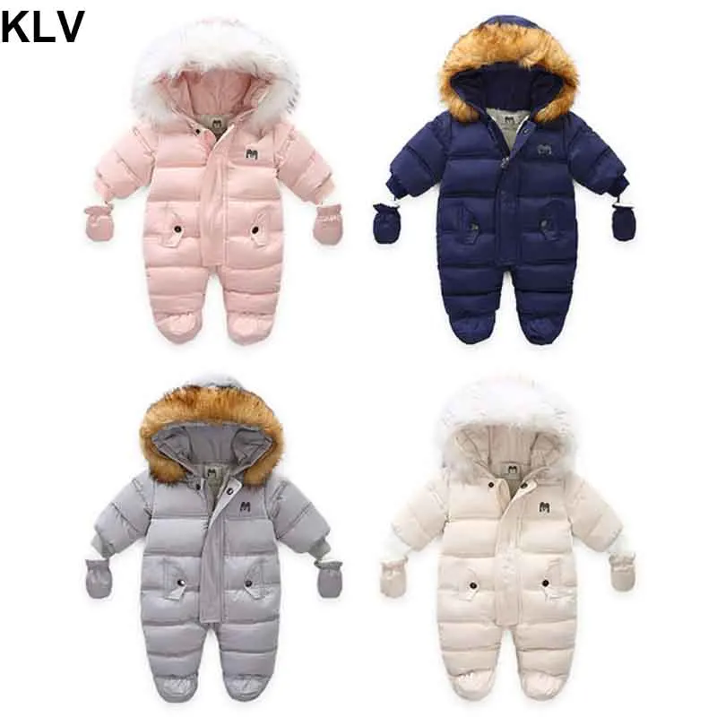 

Newborn Baby Winter Clothes Toddle Jumpsuit Hooded Inside Fleece Girl Boy Clothes Autumn Overalls Children Outerwear 6-18M