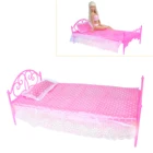 1 комплект 1:6 кукольная кровать + подушка + простыня 112 Кукольный дом мебель для спальни аксессуары для куклы Барби Маленькая девочка DIY розовые игрушки