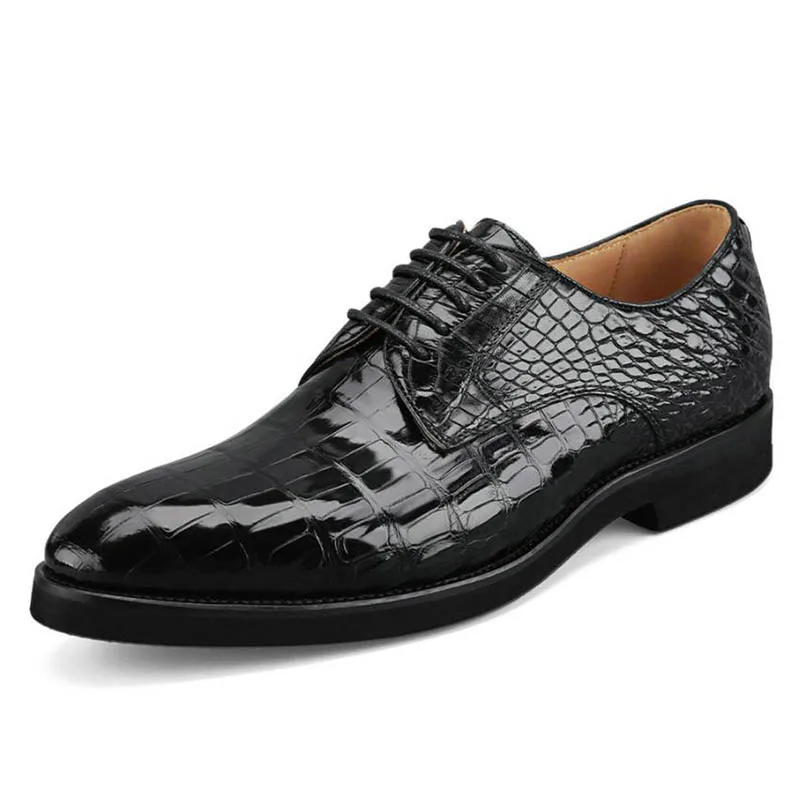 

Sipriks Mens Casual Leather Shoes Real Crocodile Skin Dress Derby Shoe Boss Business Office Gents Suit Elegant Black Wedding 44