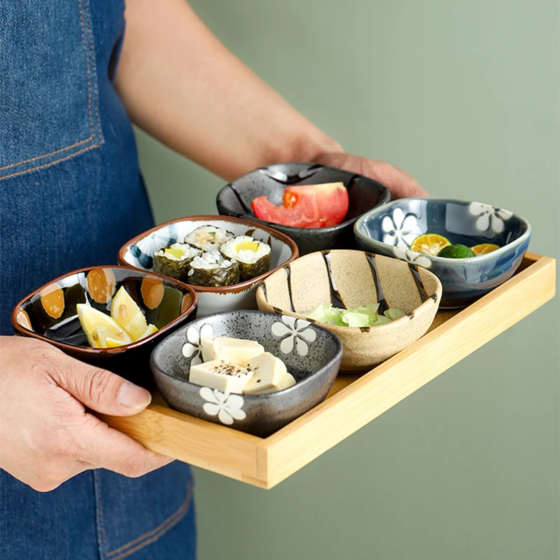 

RHE Japanese Creative Ceramic Dish Square Restaurant Tableware Kitchen Food Sauce Dish Small vinegar taste board snack plate