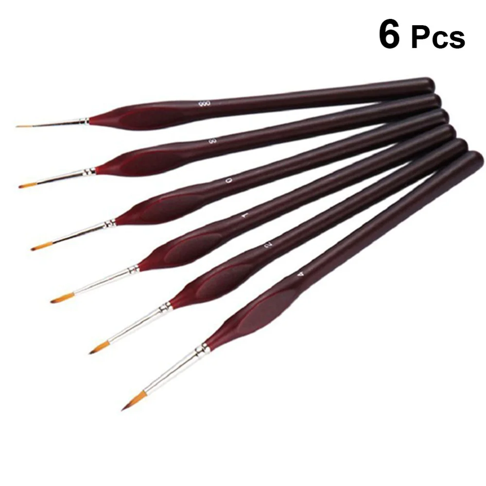 

1 Set of 6pcs Professional Hand Drawing Pen Wolf Hair Tip Brushes Detailing Painting Drawing Brushes (Dark Red)