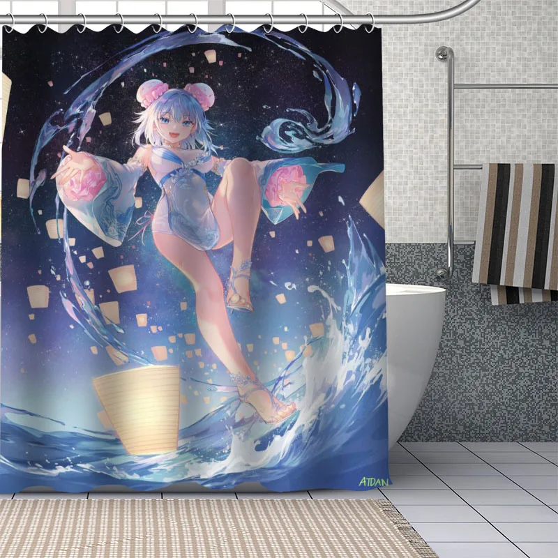 

New Custom Japanese Anime Character Hai Yi Curtains Polyester Bathroom Waterproof Shower Curtain With Plastic Hooks More Size