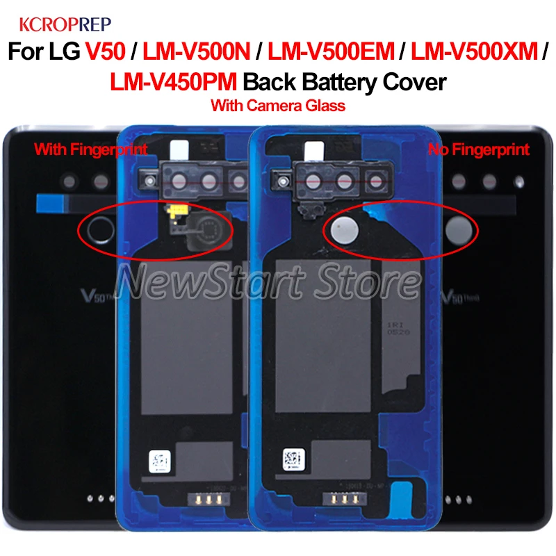 For LG V50 Back Glass Battery Cover With Fingerprint Rear Door Case Housing LM-V500EM LM-V500XM LM-V450PM housing | Мобильные
