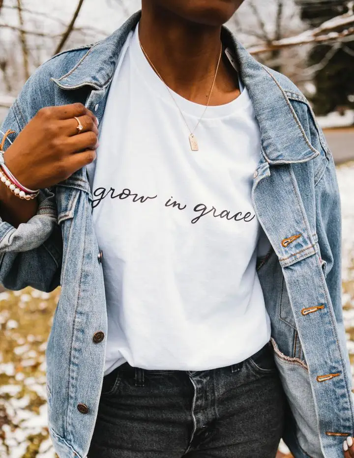 Christian GROW IN GRACE футболка jesus 100% хлопок забавная модная Цитата tumblr унисекс винтажная