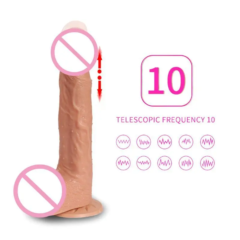 10 телескопических режимов реалистичный фаллоимитатор с присоской G Spot вибратор