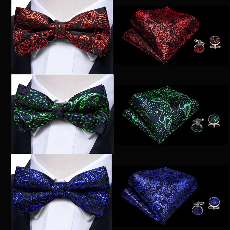 Синий галстук-бабочка пейсли шелковый галстук для свадьбы жениха предварительно