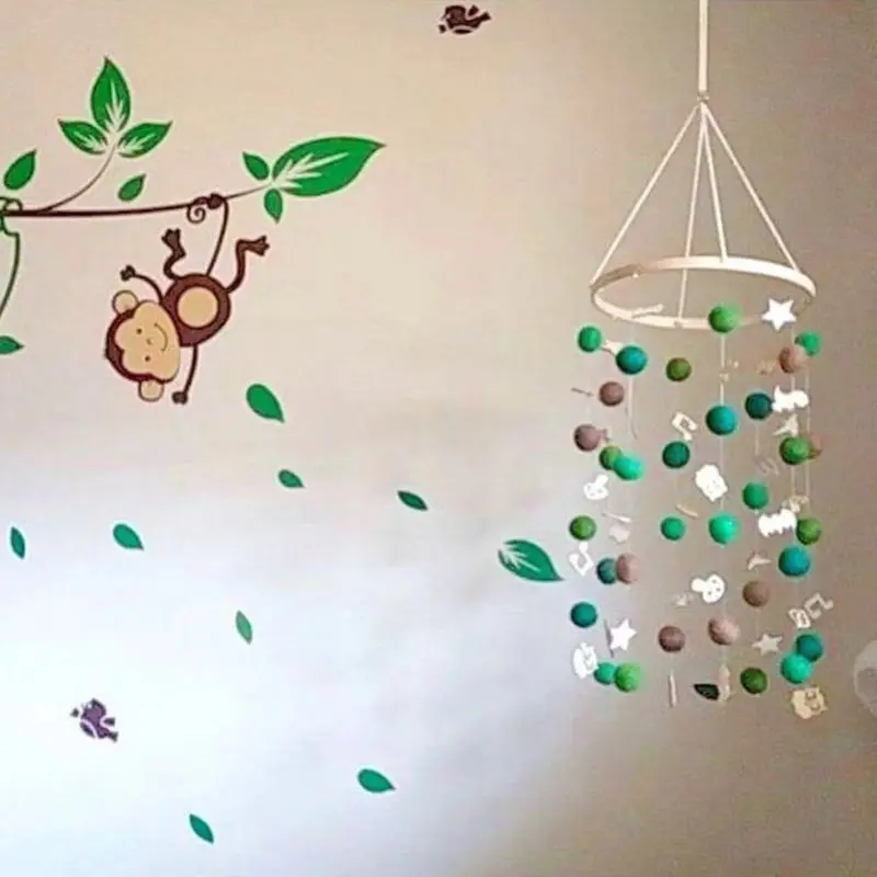 

New Round Rainbow Hair Ball Wind Chimes Bed Bell Home Children Room Decoration Hanging Decor