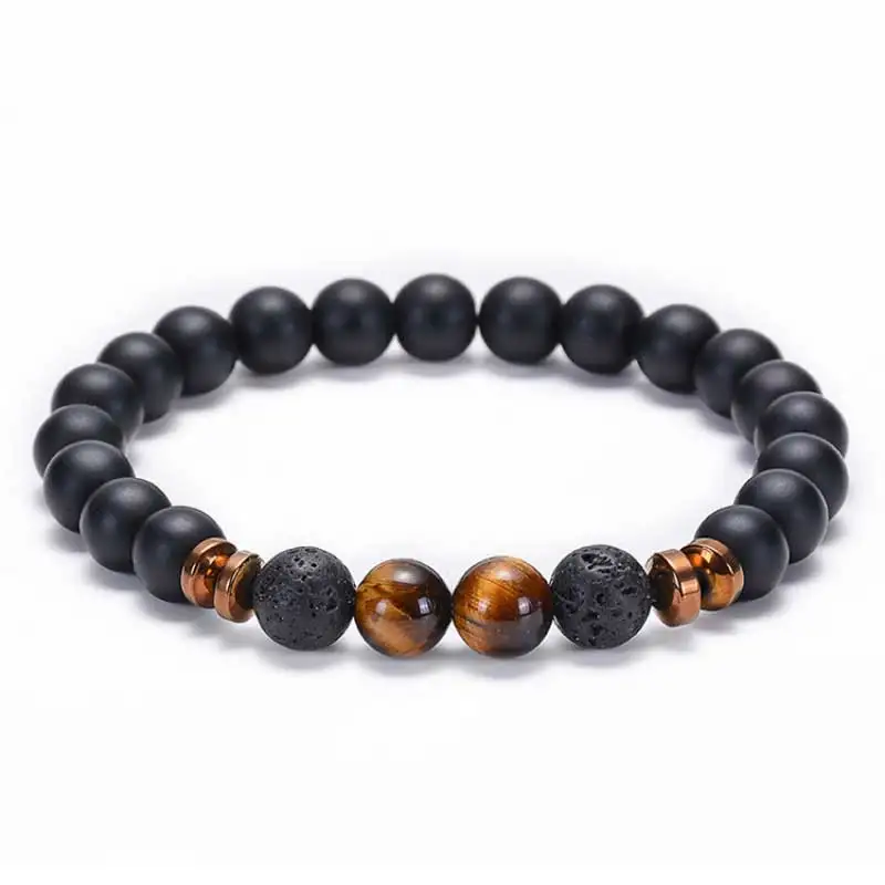 

Black Magnet Tiger Eye Stone Bracelet for Men Natural Stone Bracelets for Women Black Frosted Stone Sports Yoga Bracelet