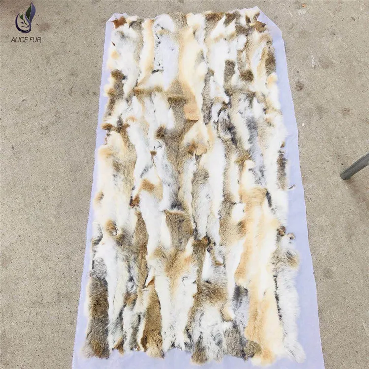 

Factory supply handmade patchwork rabbit fur rug real rabbit plate with cheap price
