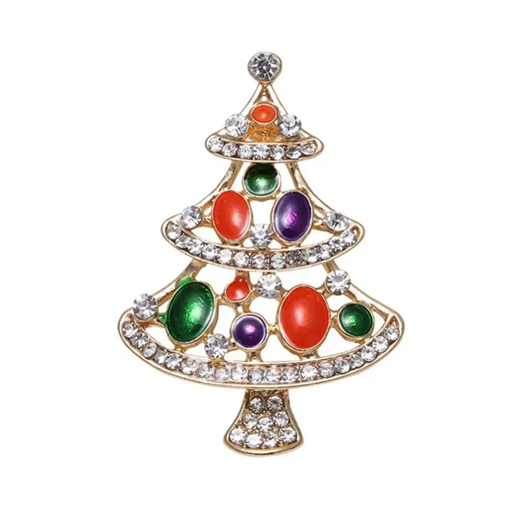 

Hot Sales Christmas Trees Rhinestone Inlaid Brooch Pin Sweater Shirt Collar Breastpin