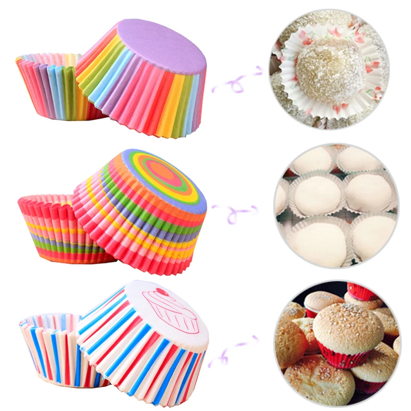 100 шт. цветные бумажные подкладки для торта и капкейков коробка выпечки маффинов