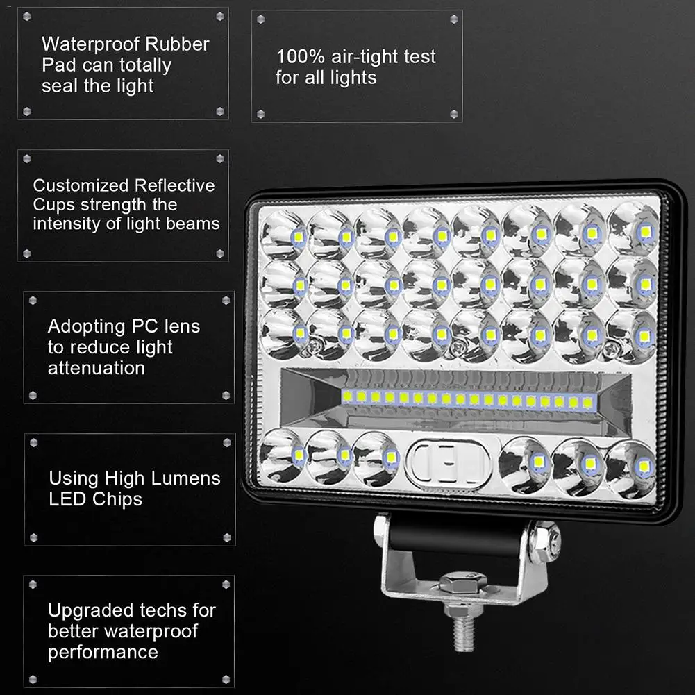 

144W Led Headlights Car Work Light 48LEDS Off-Road Driving Light Spotlight Fog Lights For Off-Road Vehicle Truck Forklift Boat