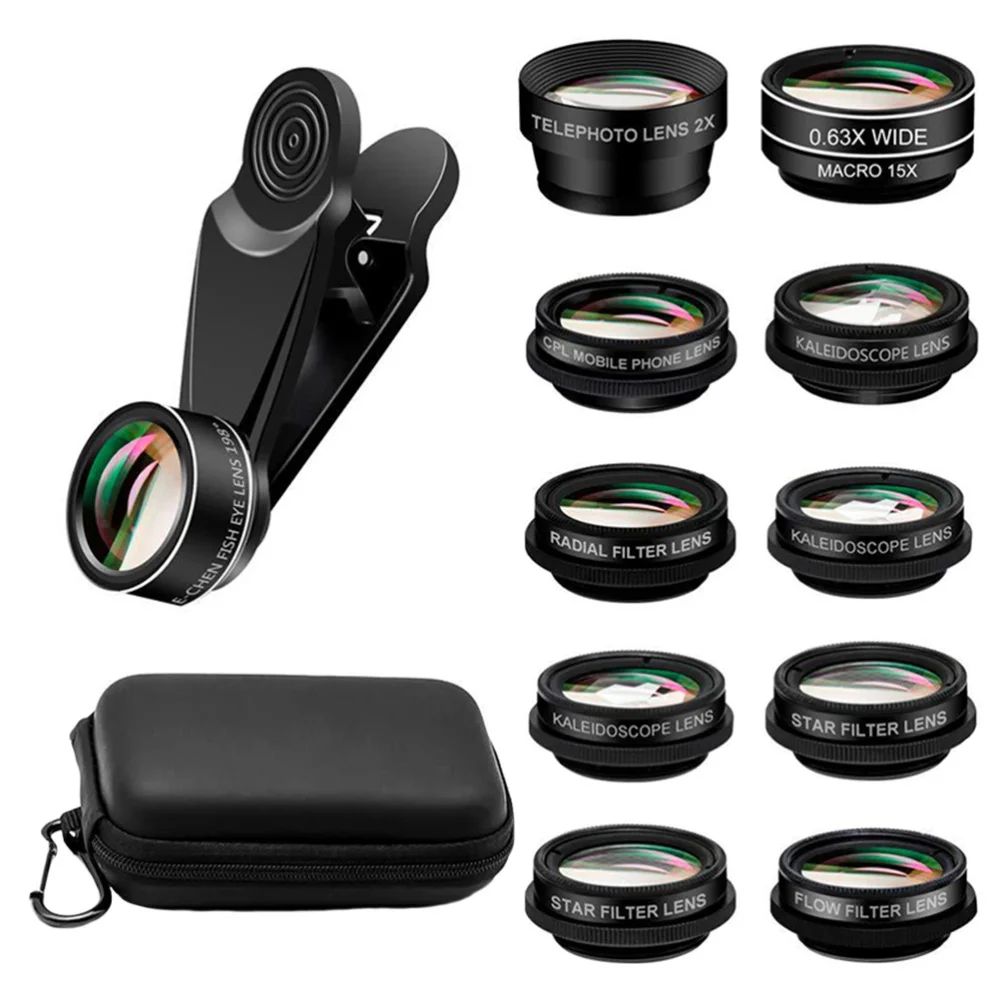 

1 Set of 10 in 1 Universal Mobile Phone Wide Angle Photo External Lens