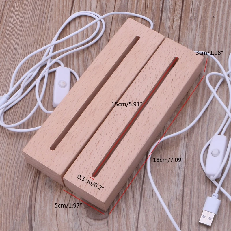 

Resin Display Wood Lighted Base Stand Rectangle LED Light Display Crystal Glass Night Lighted Base DIY Resin Night Light