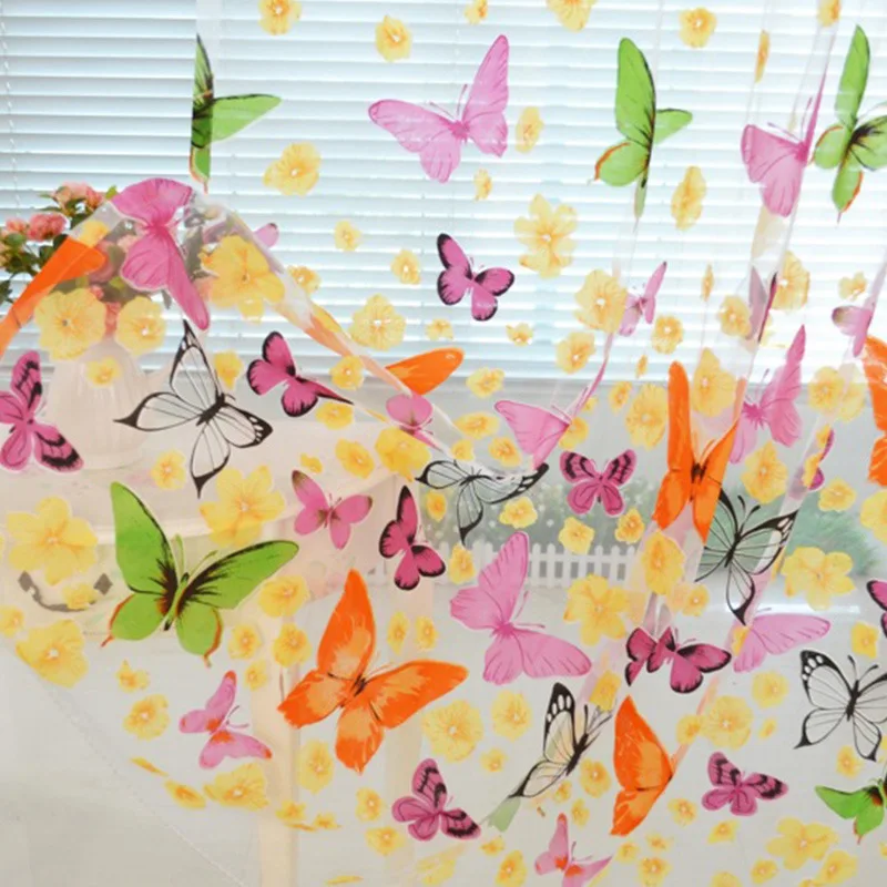 Большая Бабочка тюль для спальни гостиной цветы полупрозрачный Цветочный Тюль