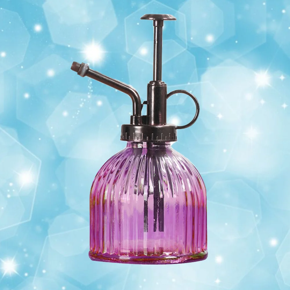 

Retro Colored Glass Watering Pot Antique Bronze Style Sprayer Crafts Can Bottle for Home Hotel Garden (Transparent)