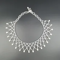 LiiJi Unique Natural Clear Quartzs Freshwater Pearl Handmade Knitting Necklace Approx 39-44cm Women Jewelry For Wedding
