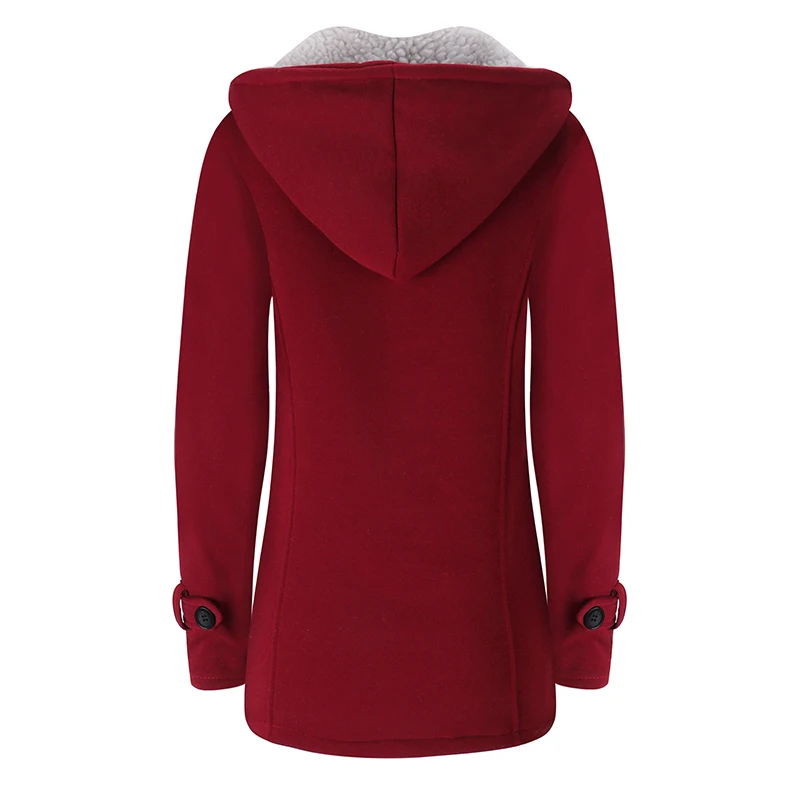 ANSELF Parka пальто женское с капюшоном Дафлкот куртка из искусственного меха Подкладка Пряжка молния спереди плюс размер теплая зимняя повседневная верхняя одежда