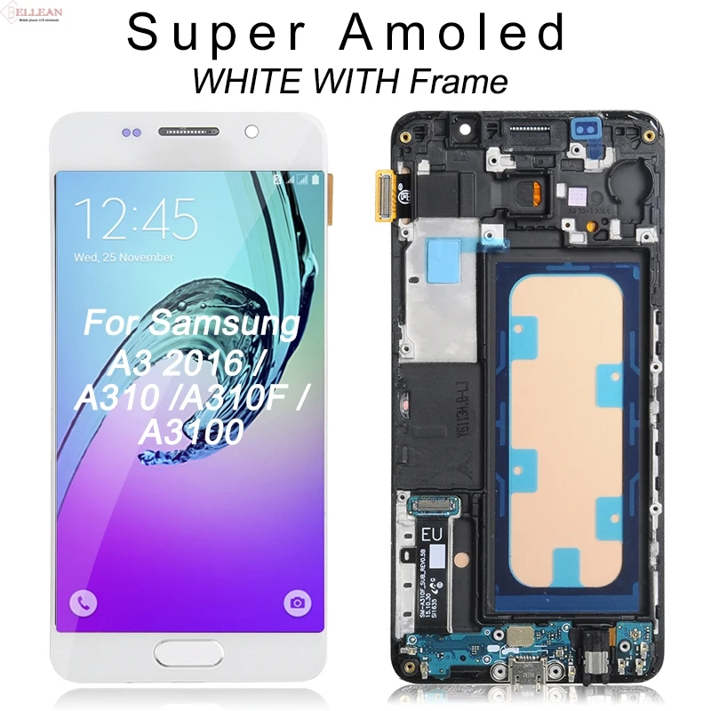 Catteny A310, ЖК-дисплей для samsung Galaxy A3, сенсорная ЖК-панель, стеклянный экран, дигитайзер, сборка, A310F, дисплей с рамкой - Цвет: Amoled WH With Frame