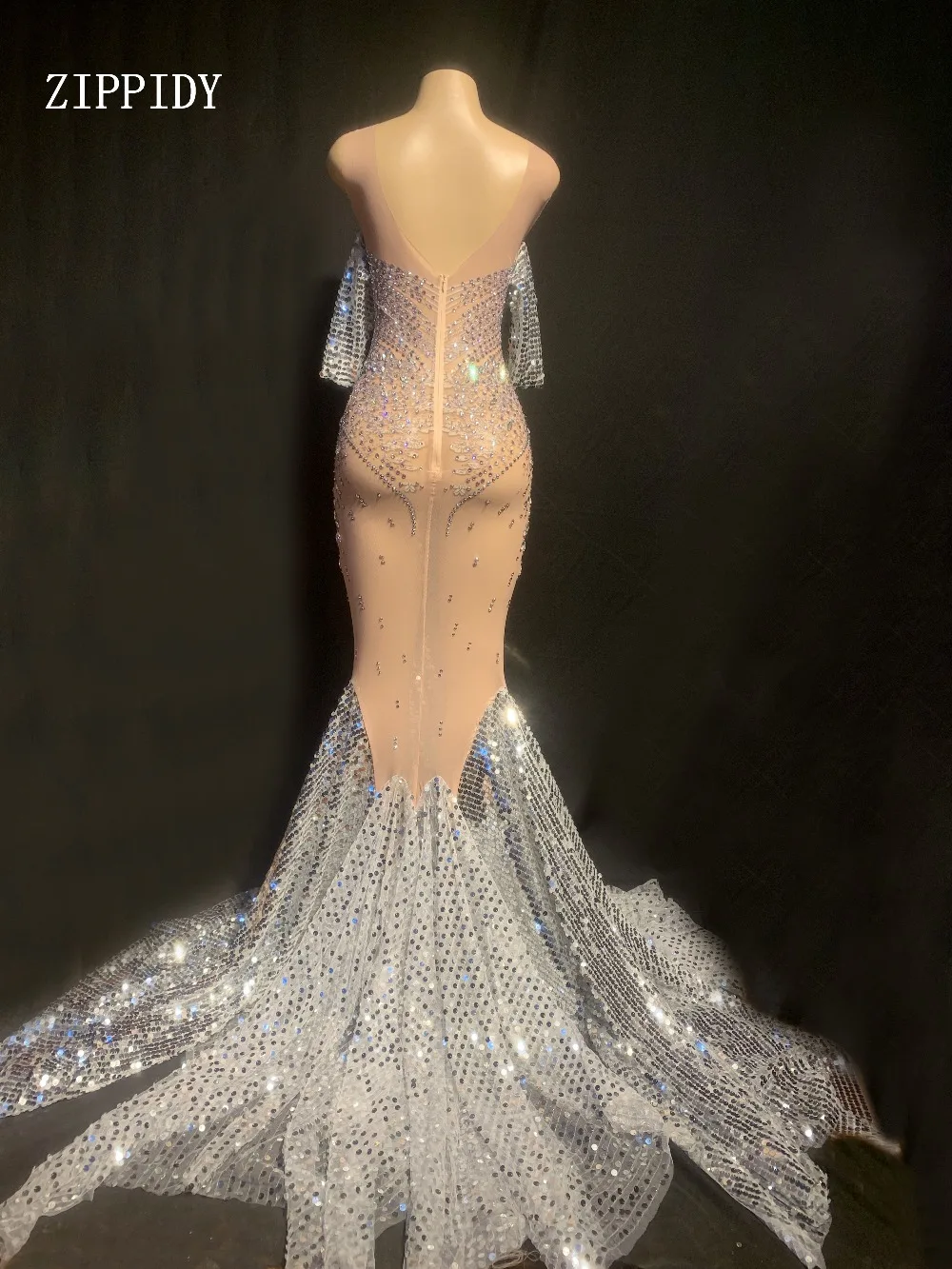 Мигающее длинное Сетчатое платье для выпускного вечера празднования дня