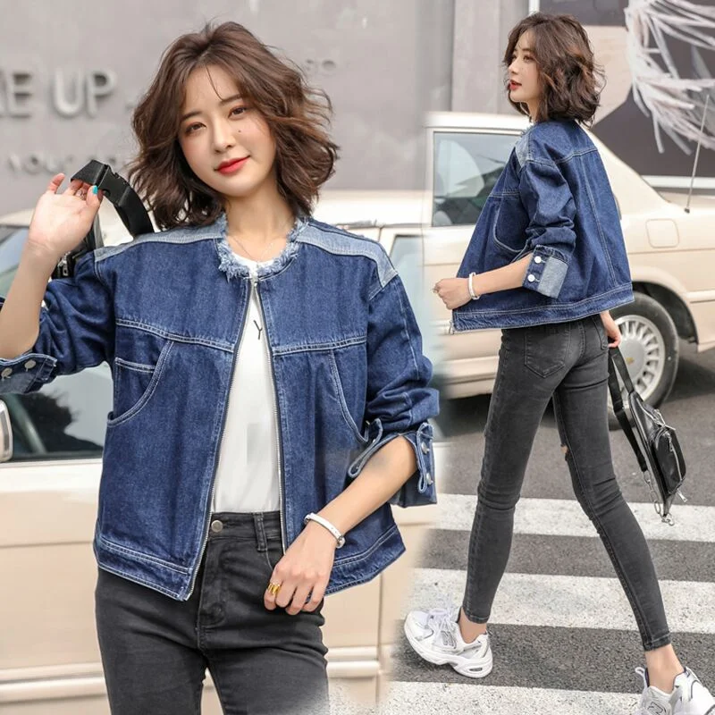 

Tassel High-end Denim Short Coat 2021 New Spring Autumn Korean Loose Jeans Jacket Women Fashion Spliced Zipper Veste Jeans Femme